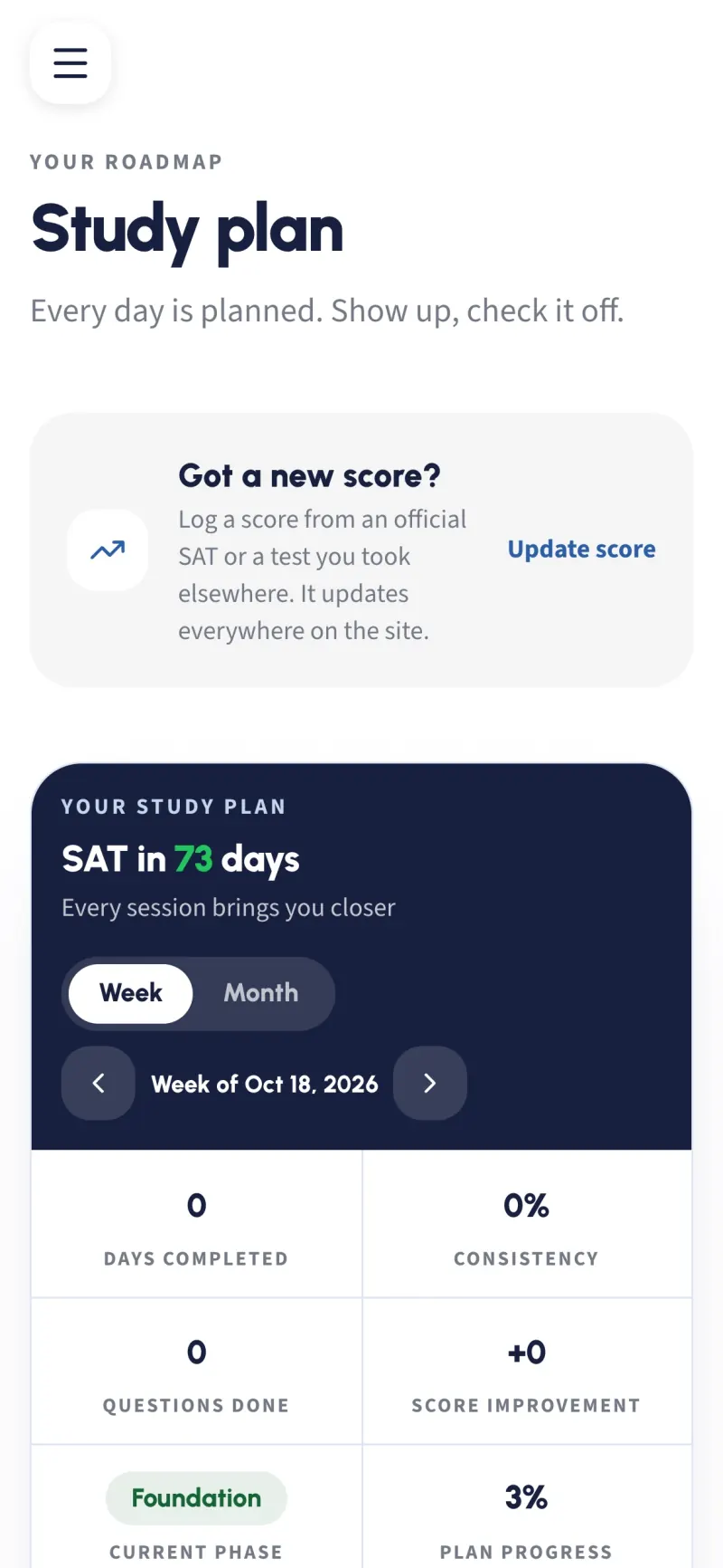 Grind1600 study plan on a phone
