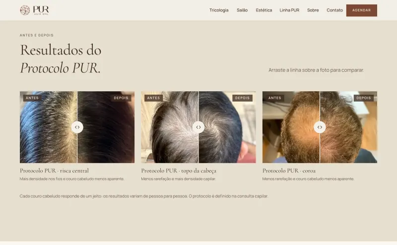 Before and after slider of a scalp treatment