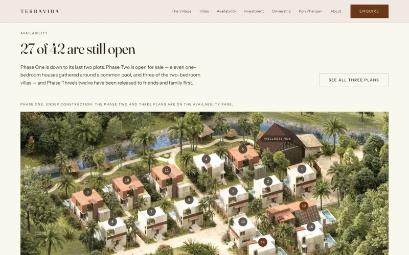Interactive map of plots showing which are still available
