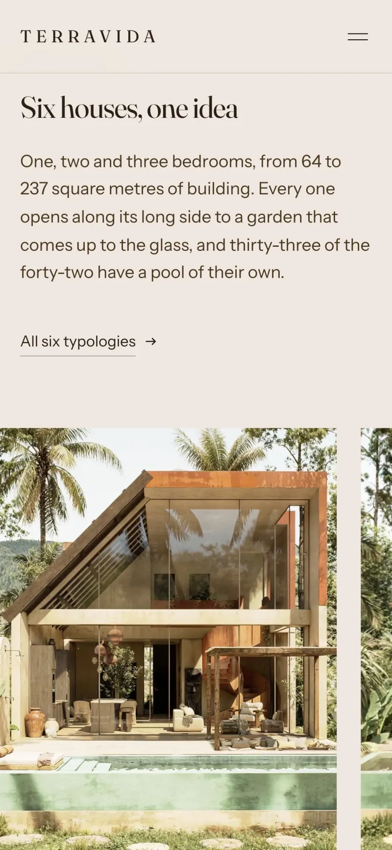 TerraVida house types on a phone